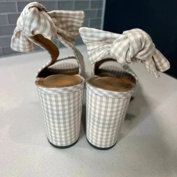 J Renee Tan Gingham Print Slingback Heels Size 10 - Picture 3 of 6